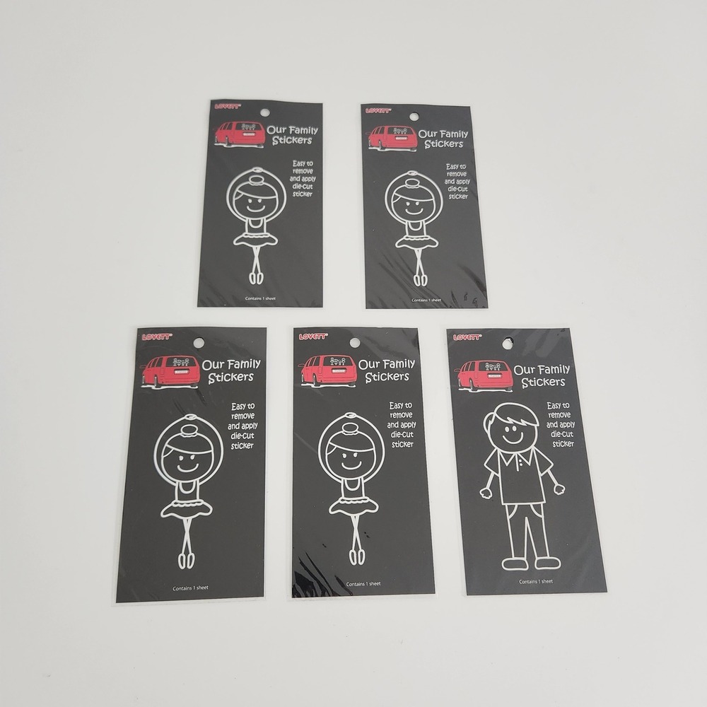 Lovett Our Family Stickers 5 Pack Ballerina Girl and Boy Car Window Decals White
